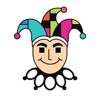 Jester face with colorful hat