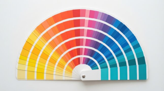Colorful paint color palette guide fan isolated on white background