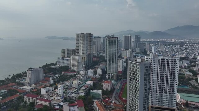 Aerial view of Nha Trang city skyline in Vietnam