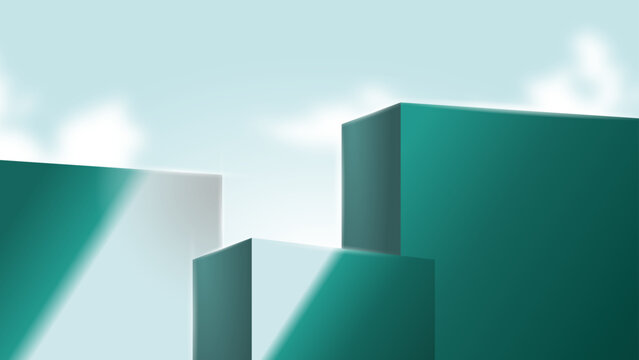 Modern minimalist building shape with glow and shadow effect. Shape structures that can be use as pedestal for displaying product or else as a background.