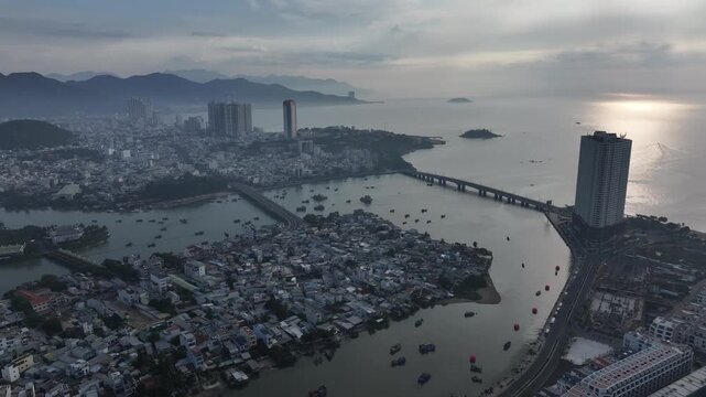 Aerial view of Nha Trang city skyline in Vietnam