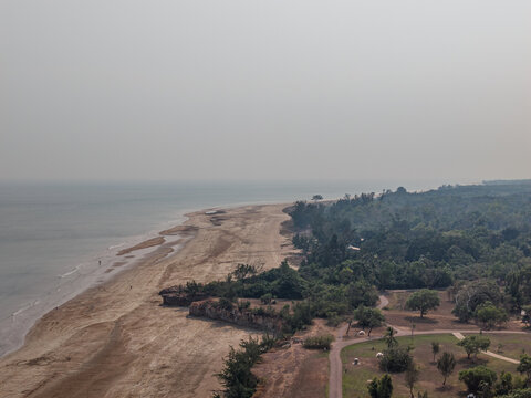 Smoke haze Casuarina Beach aerial