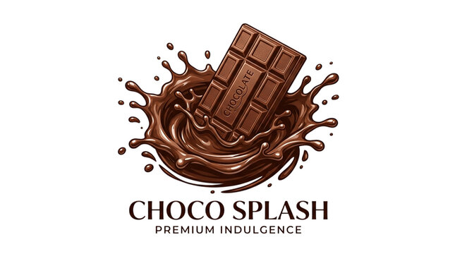 Choco splash chocolate bar logo isolated on transparent background