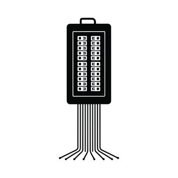 Electrical fuse box with multiple circuits on transparent background