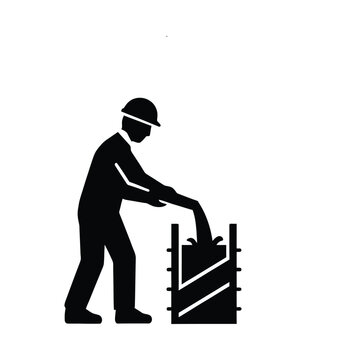 Worker operating a machine on transparent background