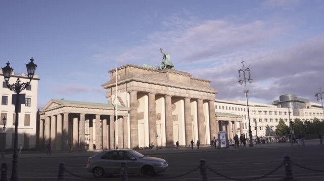 Brandenburg Gate Front View Neoclassical Monument Blue Sky Berlin