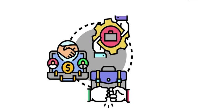 Business partners engaging in teamwork, developing a strategic alliance, and working together to achieve common goals with financial exchange and mutual support