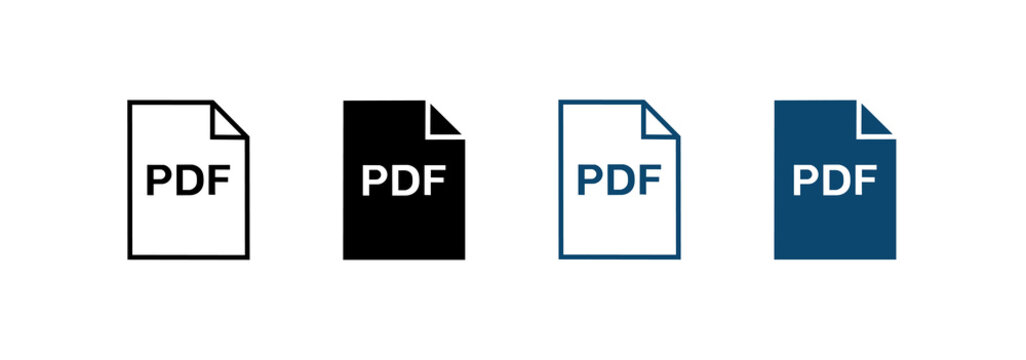 PDF document icon set. File format symbols and graphics.