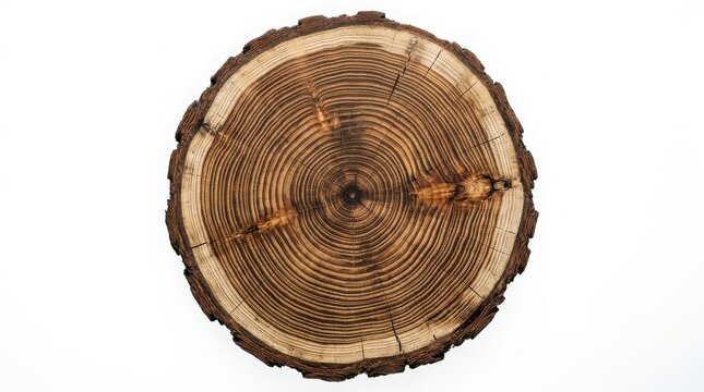Circular cross section of a tree log showing annual rings and rough bark with tree ring tree trunk growth rings wood texture timber slice log end wooden disk nature pattern wood grain cut log
