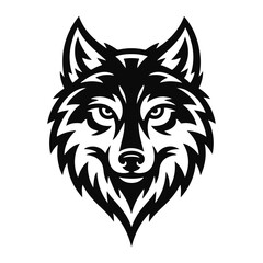 Fototapeta premium Black and white wolf face line art mascot logo