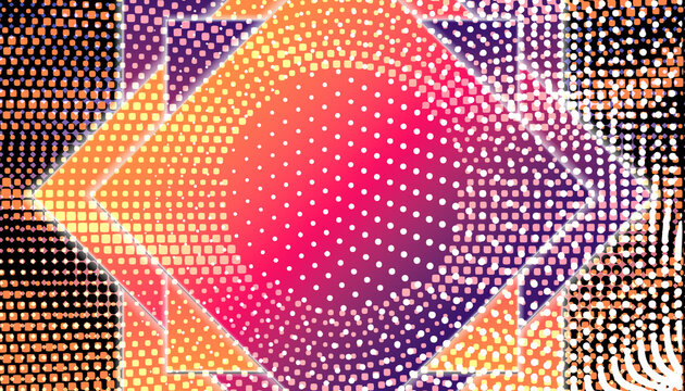 Fond abstrait g&eacute;om&eacute;trique losanges d&eacute;grad&eacute;s orange rose violet effet halftone