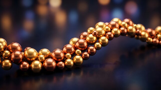 Abstract 3D Wave of Gold and Copper Spheres