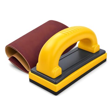 Sanding Block + Sandpaper Sheet 3d rendering isolated on white background plastic style icon