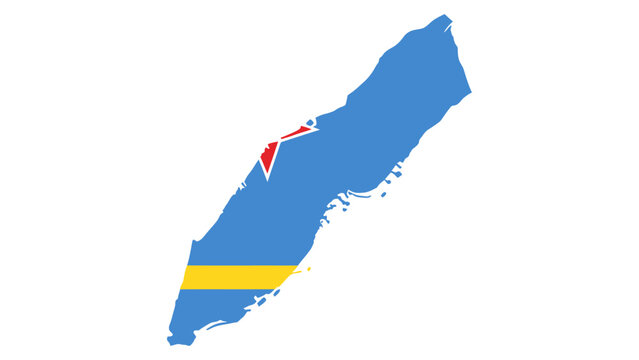 Aruba Map Silhouette with National Flag Design