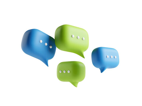 3D speech bubbles for communication, social media chat icons and messaging concept