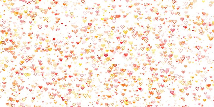 Abstract Red and Gold Hearts Pattern Isolated on White Background