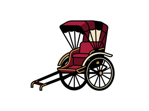 Traditional Japanese jinrikisha hand pulled rickshaw vector illustratio