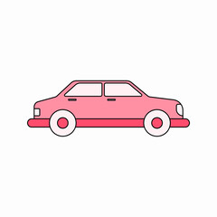 Fototapeta premium Pink sedan car illustration isolated on white background for transportation and travel concept