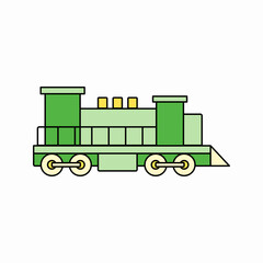 Simple green locomotive train engine flat vector illustration isolated on white © indra