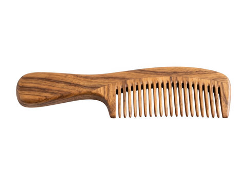 Handcrafted wooden comb with natural bristle teeth and ergonomic handle.