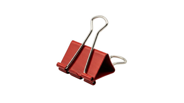 Red binder clip isolated on transparent background