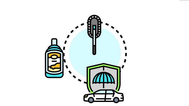 Car auto coverage concept important services including vehicle insurance, cleaning, and maintenance for comprehensive protection and care