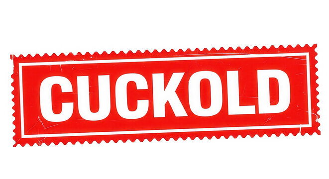 A red stamp with the word cuckold in white letters isolated on transparent background
