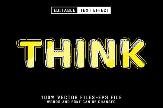 Yellow Doodle Sketch Outline Editable Text Effect Vector EPS Format