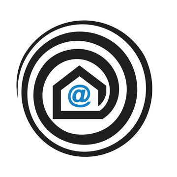 at sign (@) with house logo