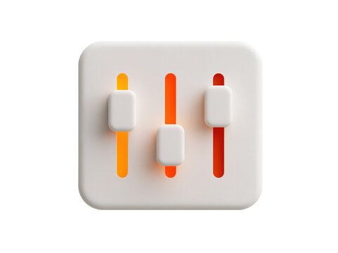 3D UI slider control icon for digital settings and volume adjustment interface