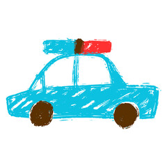 Cute cartoon police car with siren on top in blue color © Arafat