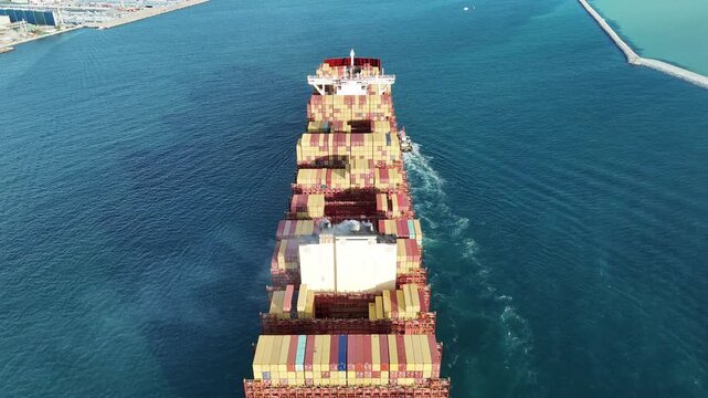 Smoke exhaust gas emissions carbondioxide from cargo lagre ship container ship,Marine diesel engine exhaust gas from combustion, Gas Emission Air Pollution from transportation. green house effect Eco.