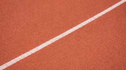 Naklejka premium White lane marker on a textured red running track surface
