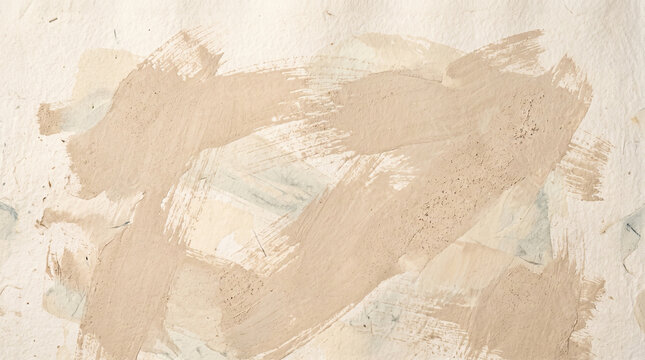 Beige paint brush strokes on white wall texture background