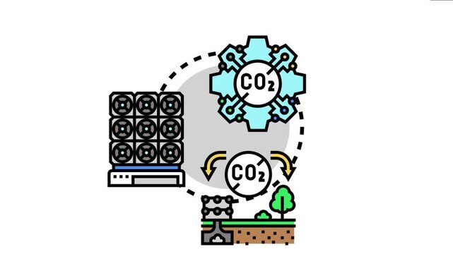Carbon dioxide removal technology machine capturing greenhouse gas from atmosphere and storing it underground for environmental protection