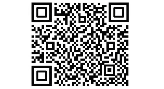 A black and white qr code on a plain white background isolated on transparent background