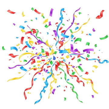 Colorful confetti exploding in the air isolated on transparent background