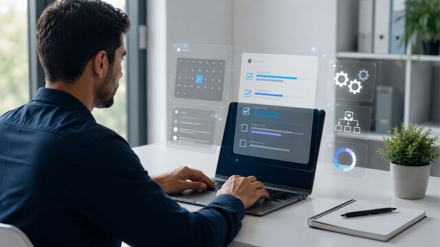 businessman working on laptop computer