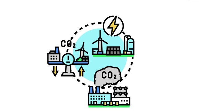 Global industry balancing carbon emissions with sustainable energy sources and green technologies, striving for a cleaner environment and reduced climate change impact
