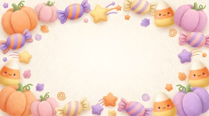 Fototapeta premium Cute Plush Candy Halloween Banner