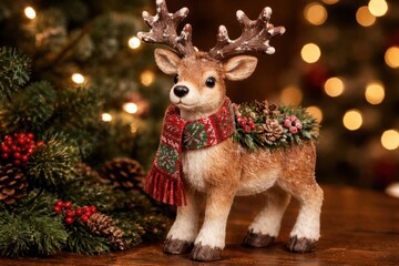 Fototapeta premium Festive reindeer decor scene