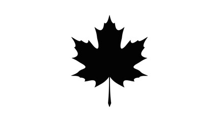 Fototapeta premium Minimalist black maple leaf silhouette icon for autumn seasonal design and nature graphics