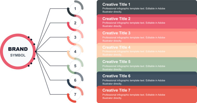 Creative infographic template. 7 Step color infographic with logo. Modern business presentation design layout. Colorful chart with numbers 1 to 7
