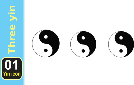 Three yin yang symbols representing balance harmony duality spirituality philosophy and unity concept illustration