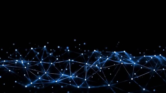 Blue Network Presentation Template with Large Copy Space on Dark Background