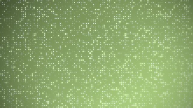 An abstract digital background features a dynamic network of luminous green and white dots, representing data flow and technological connection.
