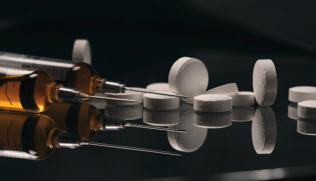 Syringe and Pills &mdash; Medical Treatment and Drug Concept