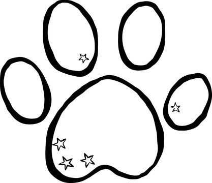 Hand Drawn Paw Print Outline Illustration