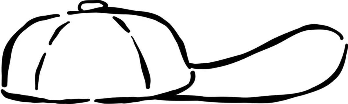 Baseball Cap Outline Hand drawn Decorative Illustration