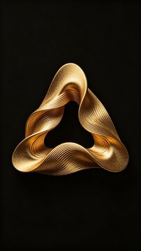 Elegant Golden Twisted Infinity Sculpture on Dark Background